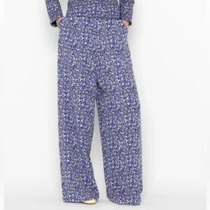 Marni Commessa Silk Abstract Floral Wide Leg Pants
